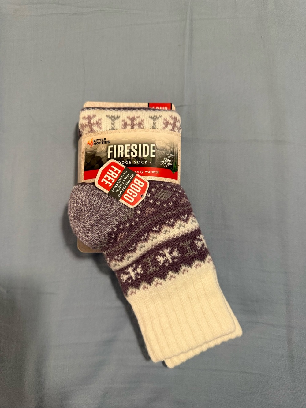 Fireside Lodge Sock - Purple & White Thermal Socks